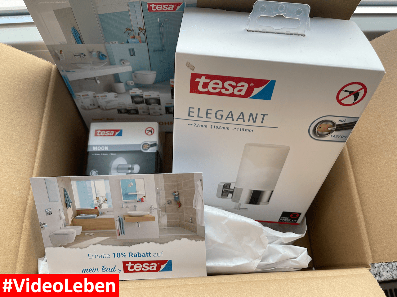 mein Bad by tesa - tesa Bad Accessoires mit tesa Power.Kit - Handtuchhaken MOON und Seifenspender ELEGAANT - getestet von VideoLeben Familyeller #KlebenstattBohren #meinBadbytesa #trnd_meinBadbytesa #videoleben #familyeller - unboxing