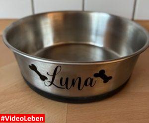 Hundenapf - Produkttest Hundenapf -Kokosschale Lauras Glitzerzauber - personalisierte Deko- und Geschenkartikel - getestet von Videoleben von familyeller