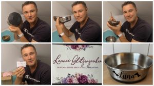 Produkttest Hundenapf -Kokosschale Lauras Glitzerzauber - personalisierte Deko- und Geschenkartikel - getestet von Videoleben von familyeller