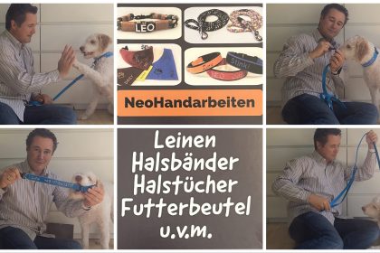Produkttest - gepolstertes Hundehalsband mit Name und Telefonnummer von NeoHandarbeiten getestet von videoleben von familyeller