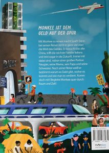 Rückseite - Vorstellung Wimmelbuch Monkee - Dem Geld auf der Spur - sowie Sparmöglichkeiten mit der App durch videoleben von familyeller