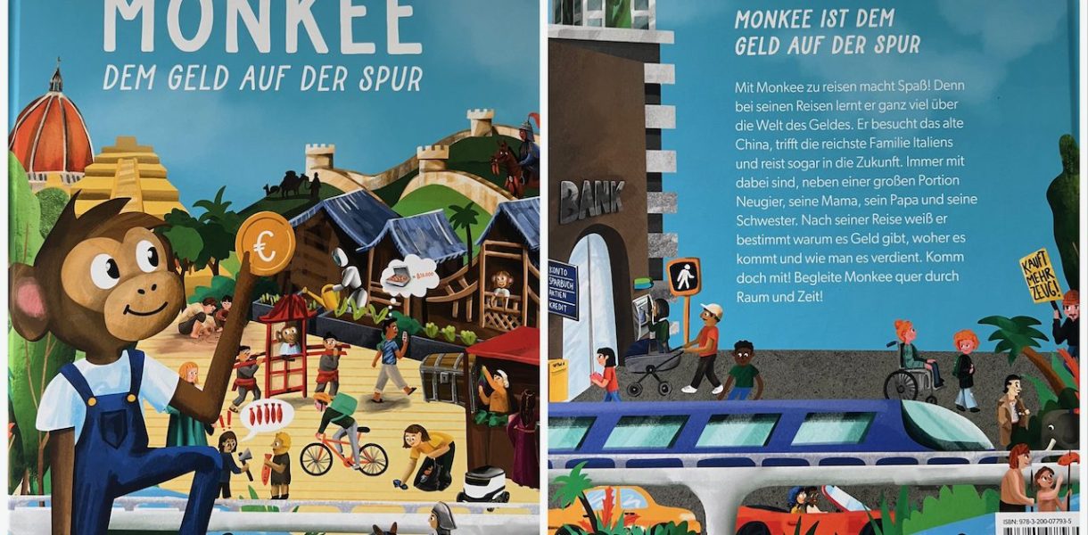 Vorstellung Wimmelbuch Monkee - Dem Geld auf der Spur - sowie Sparmöglichkeiten mit der App durch videoleben von familyeller