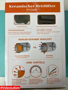 Details - Produkttest - Drcokars Heizlüfter-3 Modi energiesparend leise 1800W elektrische Keramikheizung PTC - getetstet von videoleben von familyeller