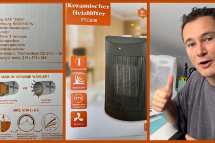Produkttest - Drcokars Heizlüfter-3 Modi energiesparend leise 1800W elektrische Keramikheizung PTC - getetstet von videoleben von familyeller
