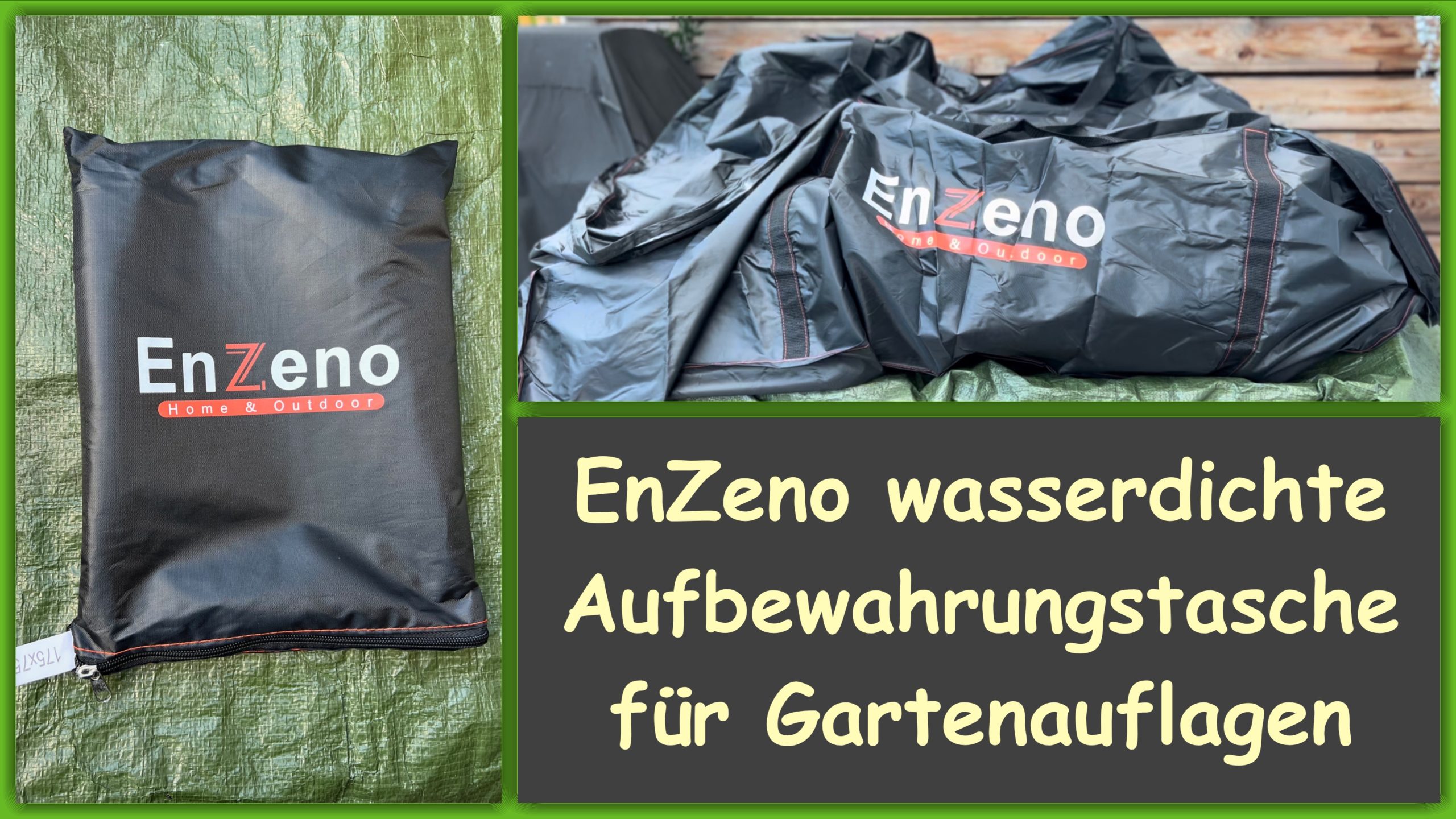 Produkttest - Enzeno Aufbewahrungstasche für Gartenauflagen - getestet von videoleben von familyeller