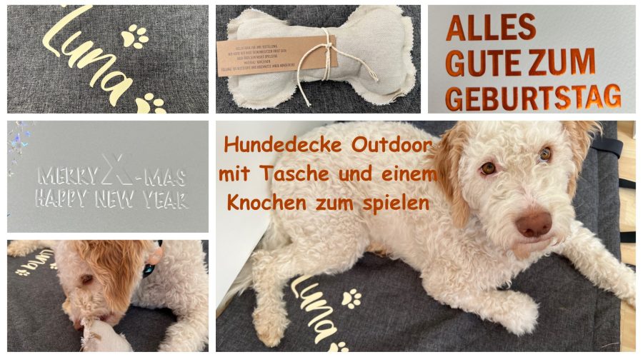 Produkttest - Hundedecke Outdoor mit Tasche und einem Knochen zum spielen von Einzelfabrikate - getestet von videoleben von familyeller