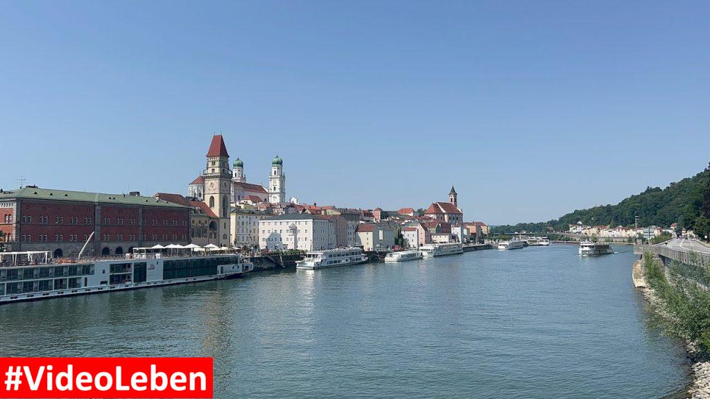 Donaus mit Schiffen in Passau mit videoleben von Familyeller