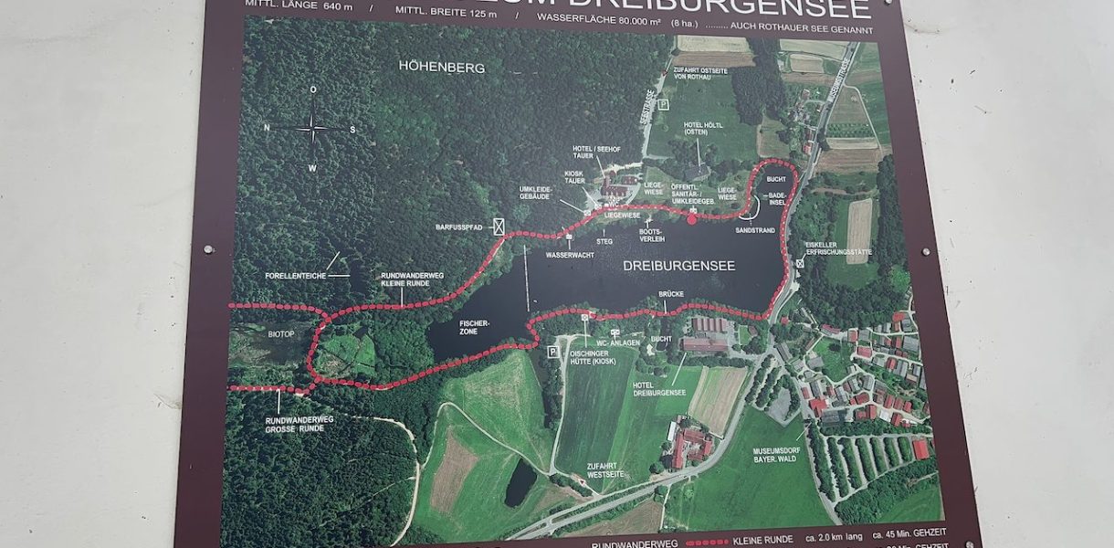 Infotafel Dreiburgensee mit videoleben von familyeller