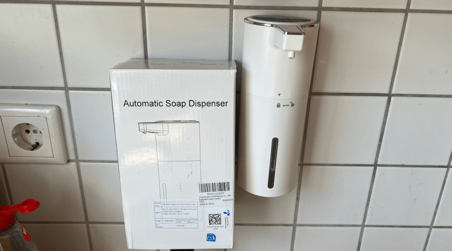 automatischer Seifenspender mit USB-C und Wandhalterung - beit videoleben von familyeller