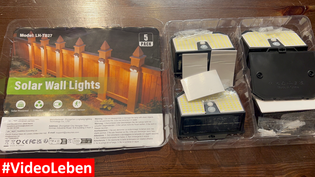 Lieferumfang Solarlampen mit Bewegungsmelder für Garten, Hof und Garage - vorgestellt von videoleben von familyeller