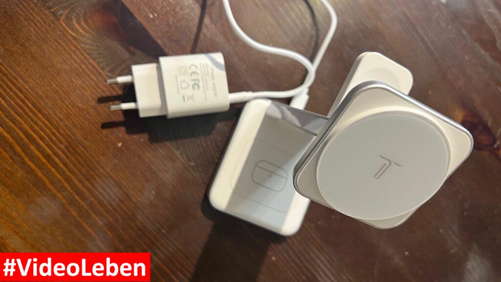 Aufnahme von oben - Tegler 3-in-1 MagSafe Ladegerät – Kabelloses Ladegerät für iPhone, Apple Watch und AirPods, faltbar - vorgestellt von videoleben von familyeller