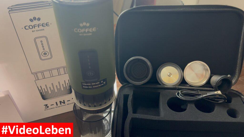 Inhalt GVODE Tragbare Kaffeemaschine mit Akku, 3-in-1 Mobile Espressomaschine - vorgestellt von videoleben von familyeller