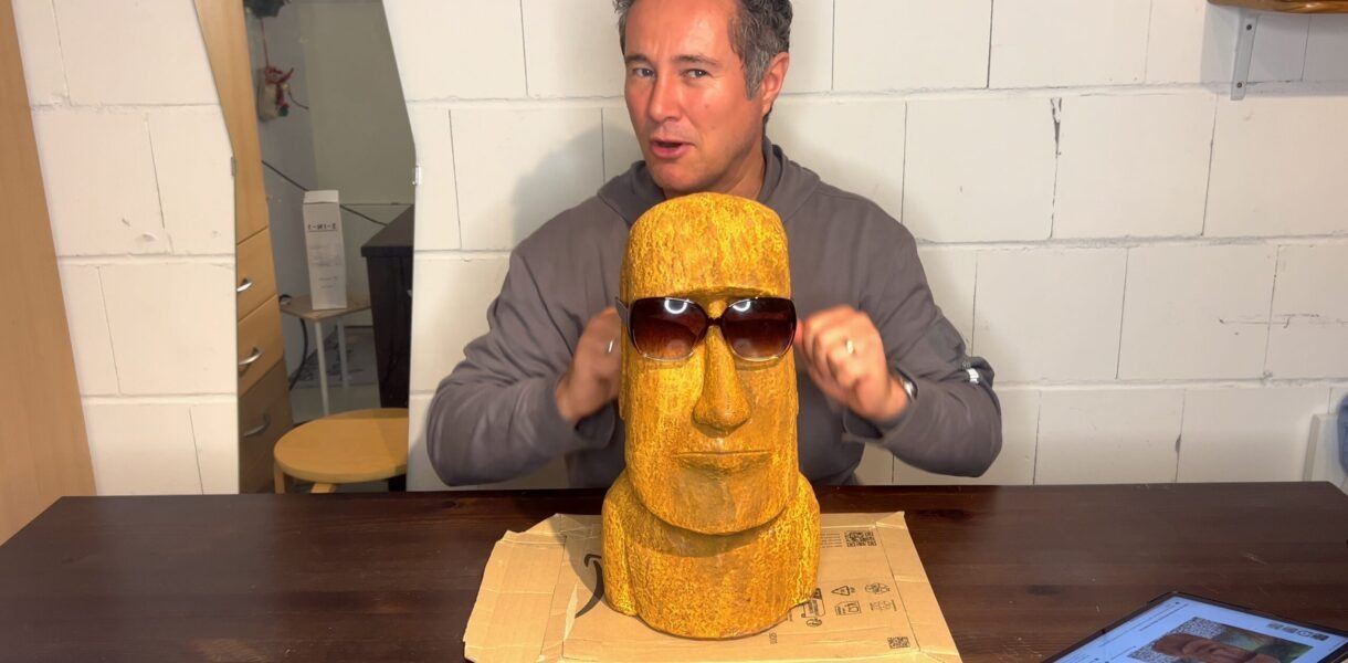 Moai Osterinsel Gartenfigur - vorgestellt von videoleben von familyeller
