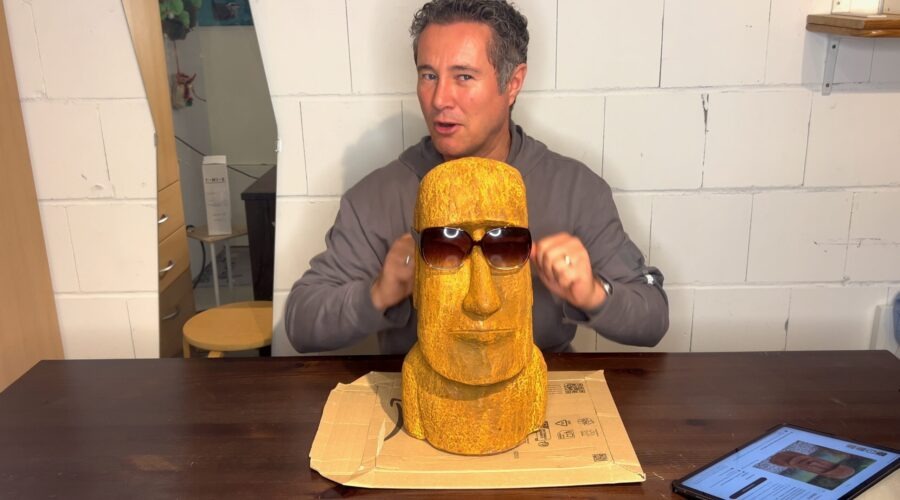 Moai Osterinsel Gartenfigur - vorgestellt von videoleben von familyeller