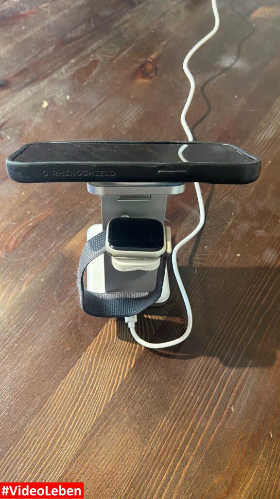 iPhone und Apple Watch laden - Tegler 3-in-1 MagSafe Ladegerät – Kabelloses Ladegerät für iPhone, Apple Watch und AirPods, faltbar - vorgestellt von videoleben von familyeller