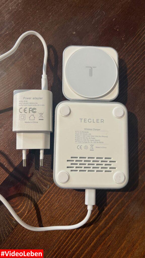 zusammengeklappt Unterseite - Tegler 3-in-1 MagSafe Ladegerät – Kabelloses Ladegerät für iPhone, Apple Watch und AirPods, faltbar - vorgestellt von videoleben von familyeller