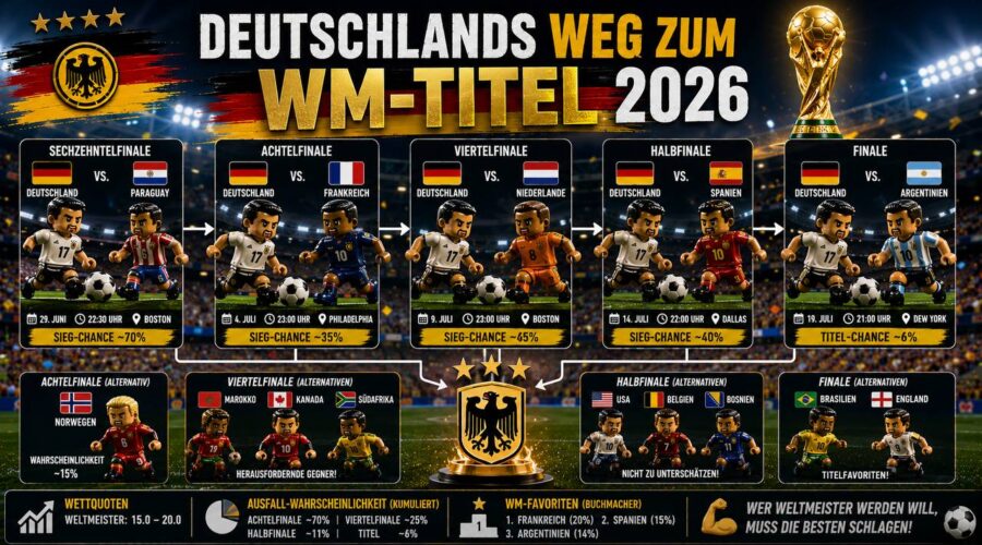Deutschlands Weg zum WM-Titel 2026 – Turnierbaum, Termine und Wahrscheinlichkeiten