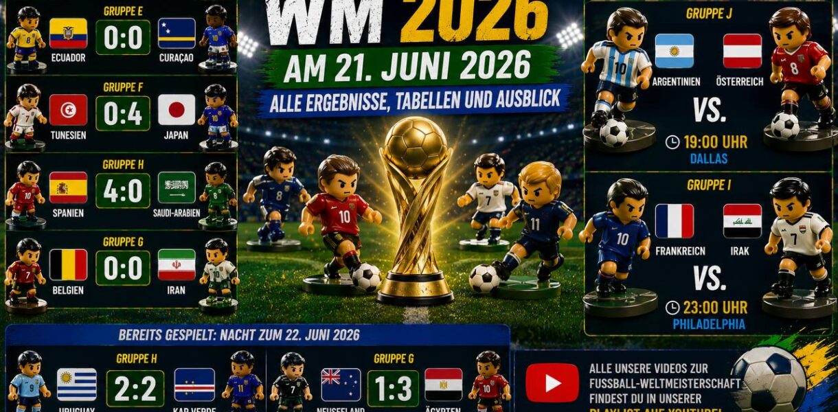 WM 2026 am 21. Juni – Ergebnisse, Tabellen und Ausblick auf den 22. Juni