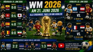 WM 2026 am 21. Juni – Ergebnisse, Tabellen und Ausblick auf den 22. Juni