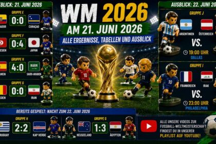 WM 2026 am 21. Juni – Ergebnisse, Tabellen und Ausblick auf den 22. Juni