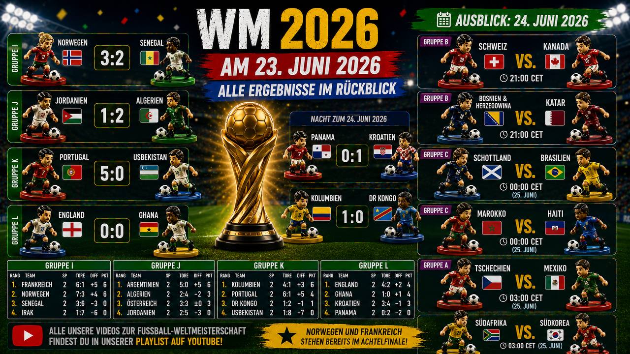 WM 2026 am 23. Juni – alle Ergebnisse im Rückblick
