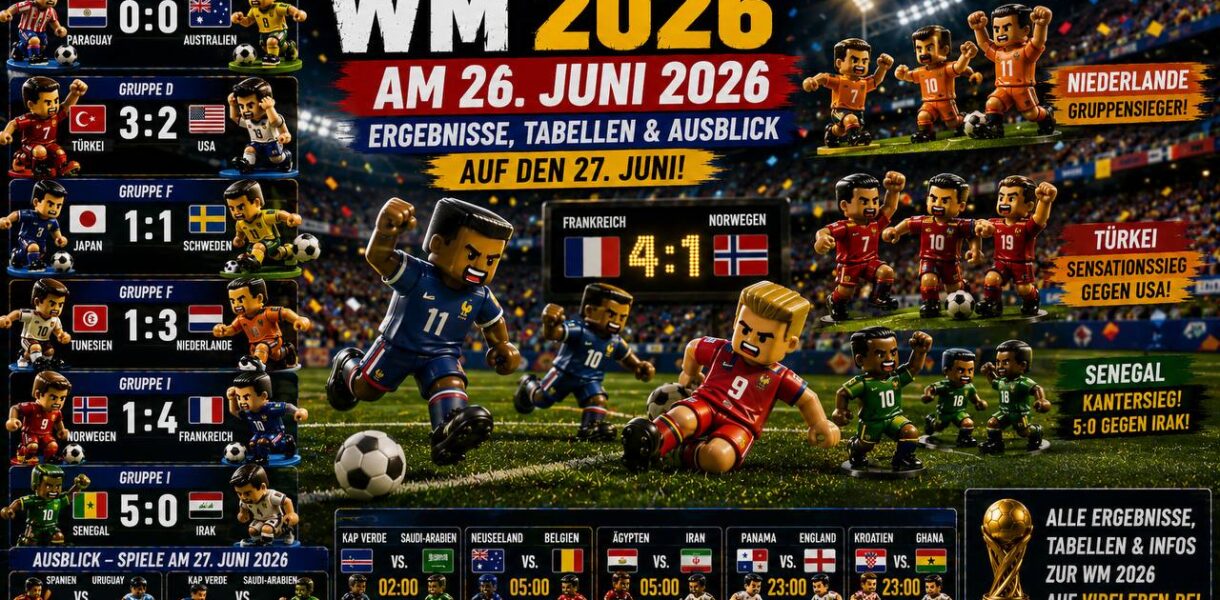 WM 2026 am 26. Juni – Ergebnisse, Tabellen und Ausblick auf den 27. Juni
