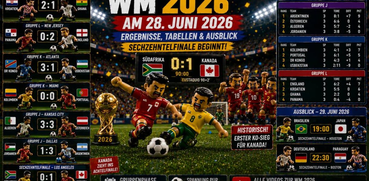 WM 2026 am 28. Juni – Gruppenphase endet, Sechzehntelfinale beginnt ⚽