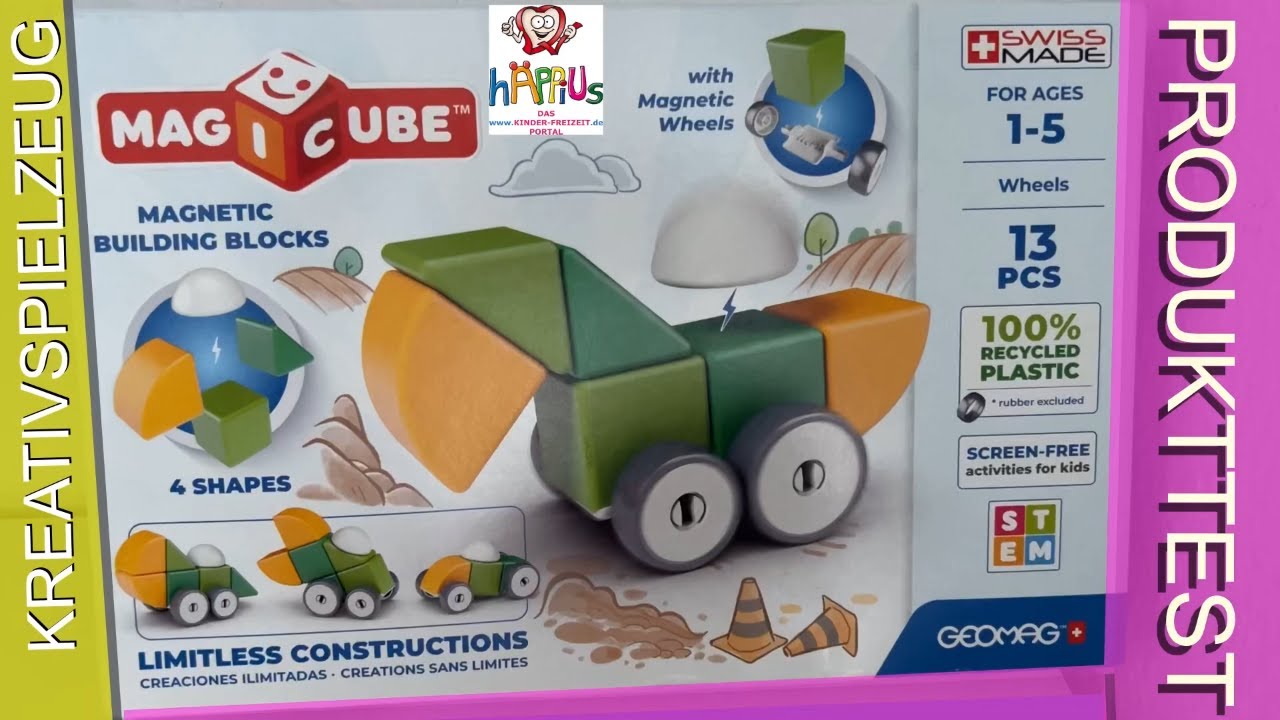 Geomag Magicube Shapes Recycled Wheels 13 Teile Test – Magnetspielzeug