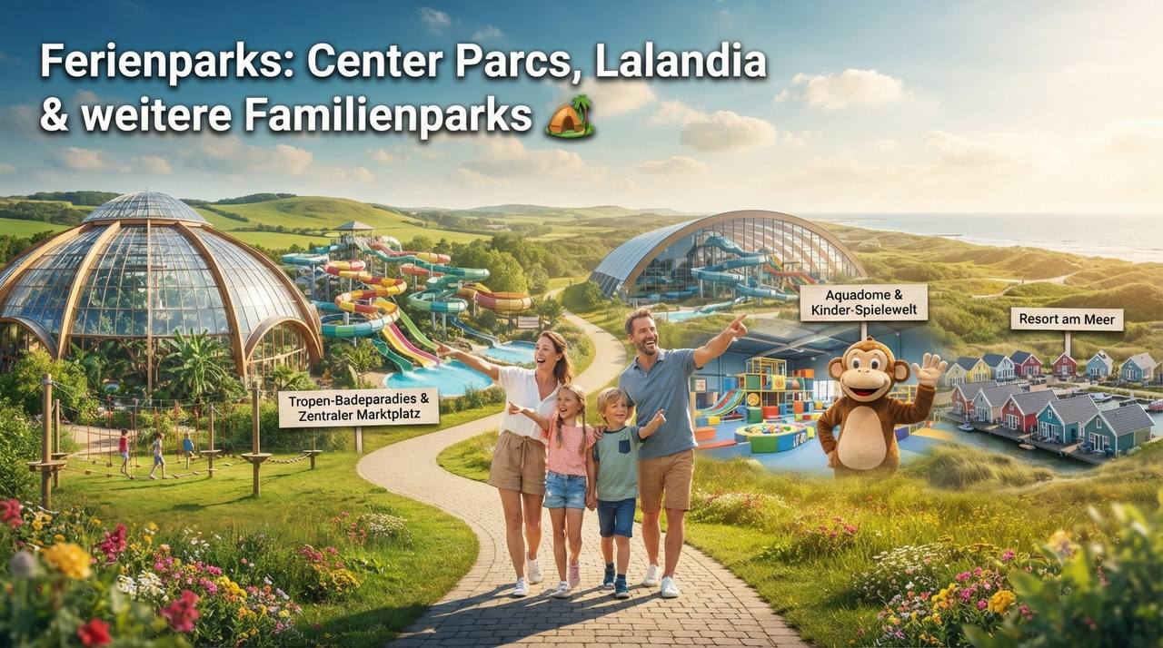🤖 KI-generiert: Familie im Ferienpark – Center Parcs, Lalandia & mehr