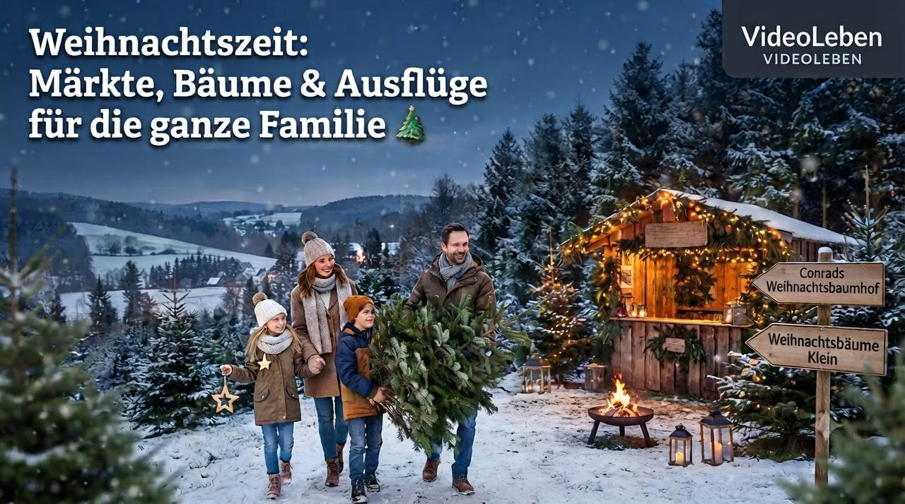 🤖 KI-generiertes Beitragsbild: Weihnachtszeit mit der Familie am Weihnachtsbaummarkt