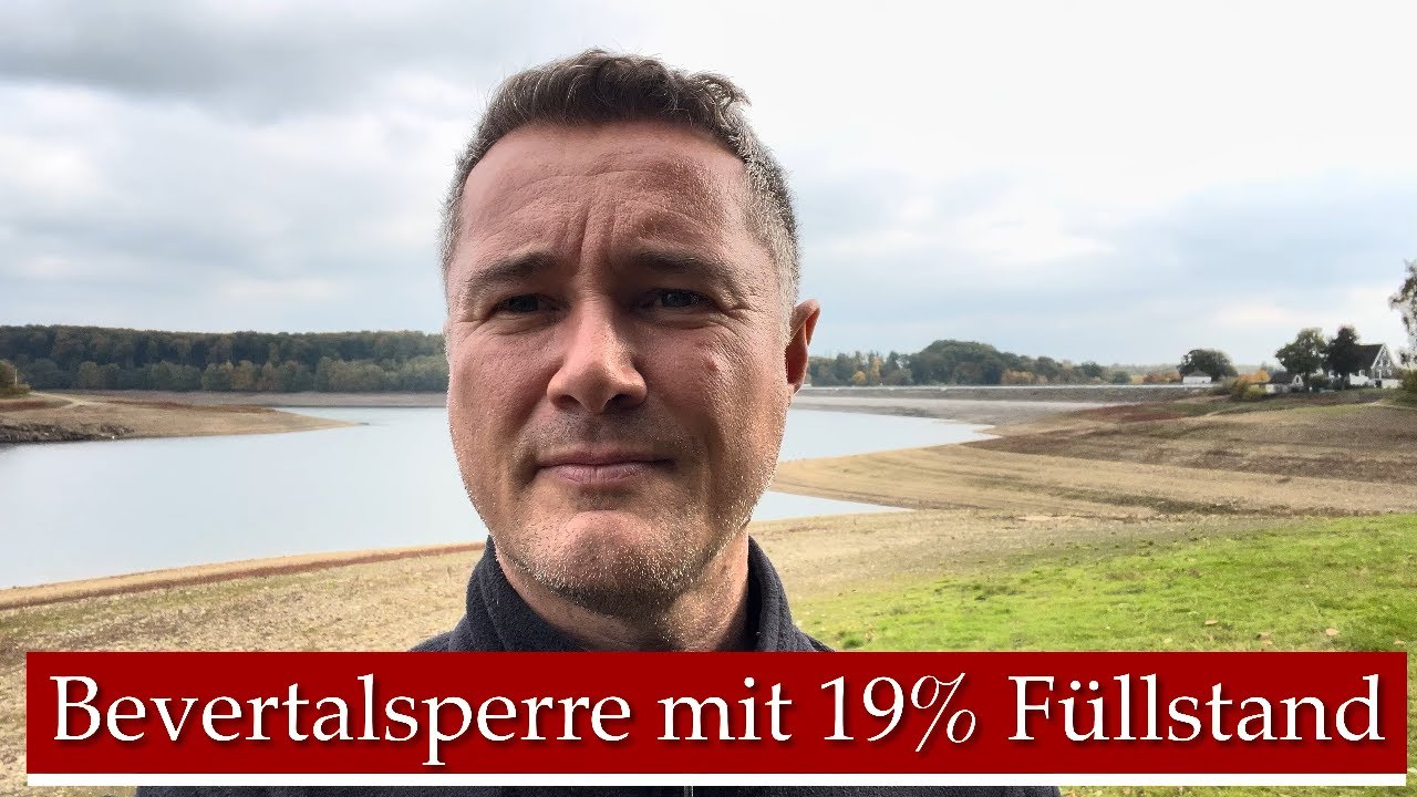 Bevertalsperre und Wuppertalsperre bei Niedrigwasser im Bergischen Land