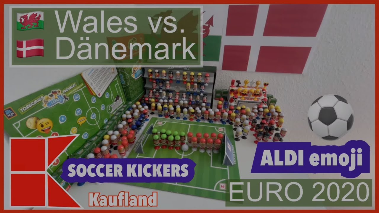 Achtelfinale Wales Dänemark gespielt mit den Kaufland Soccer Kickers und den ALDI Emojis