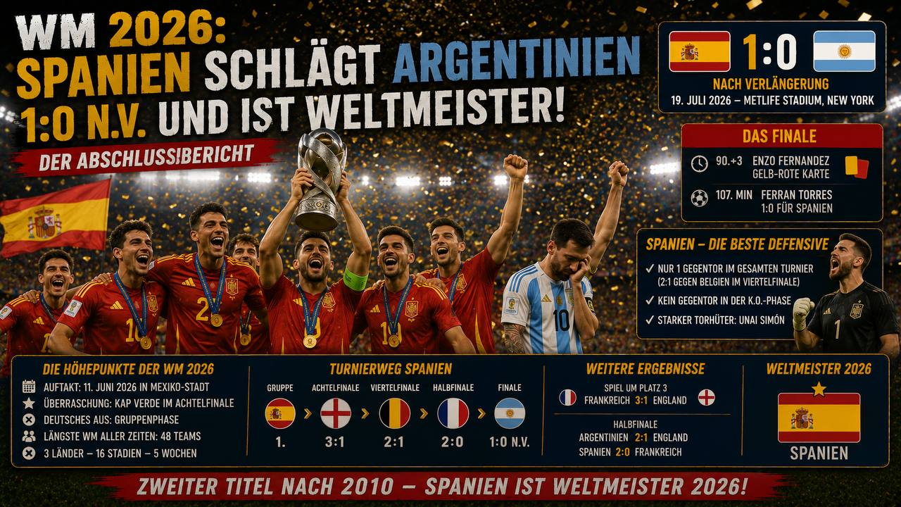 WM 2026 Spanien Weltmeister Poster - WM-Finale Spanien gegen Argentinien