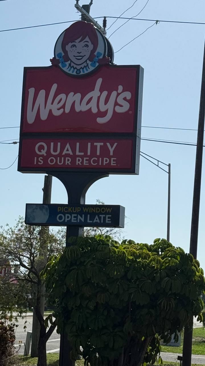 Essen bei Wendys am dritten Tag in Florida