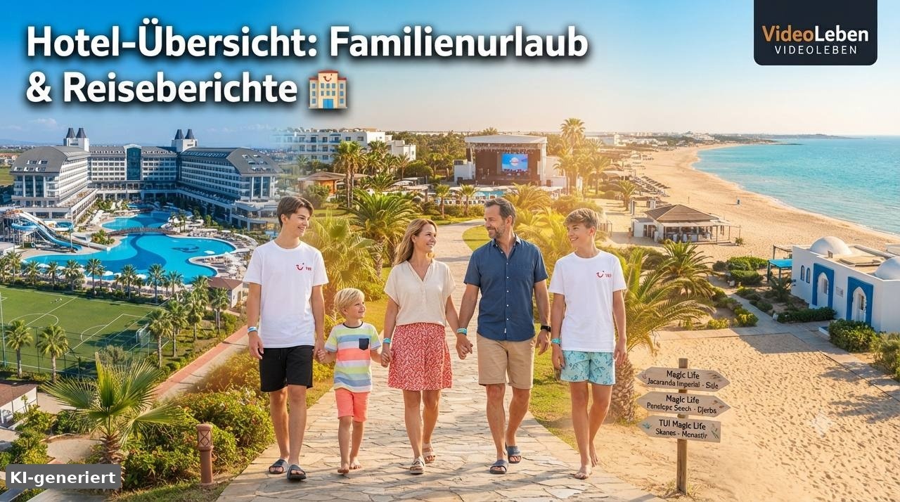 KI-generiert: Hotel-Übersee – Familienurlaub am Strand mit der Familie Eller