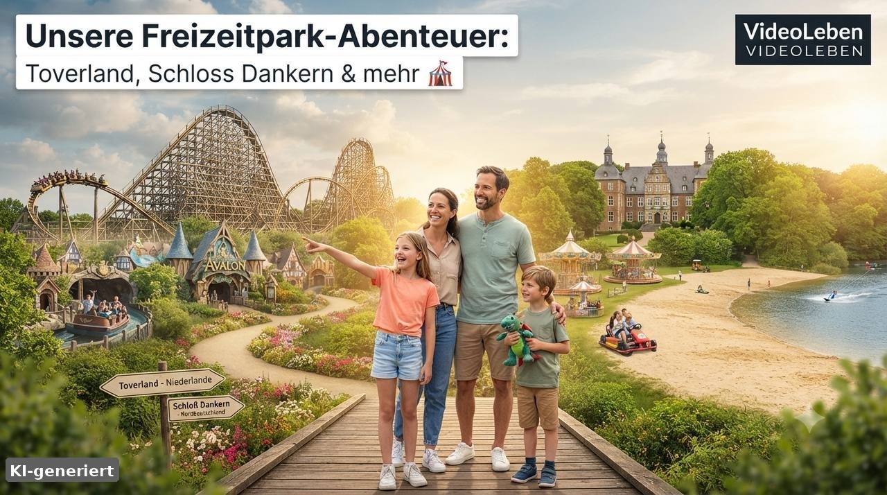 KI-generiertes Beitragsbild: Familie im Freizeitpark