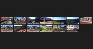 Collage aus 13 YouTube-Thumbnails der S7-Fahrvideos: S-Bahn-Linie 7 durch Wuppertal, Remscheid und Solingen im Bergischen Land