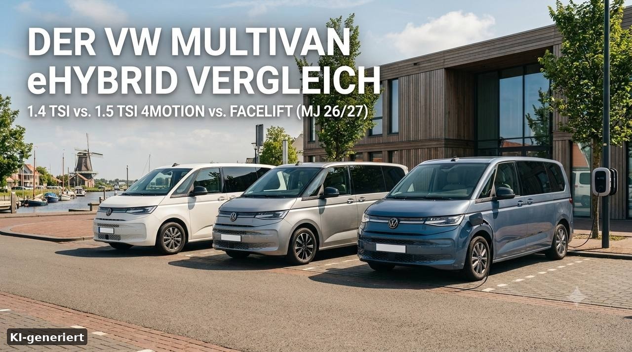 VW Multivan eHybrid Vergleich – alle drei Generationen: 1.4 TSI 2021, 1.5 TSI 2025 und Facelift 2026