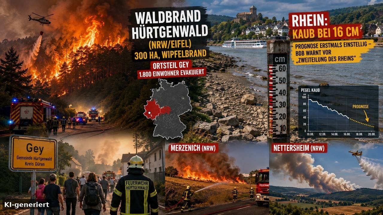 Waldbrand bei Hürtgenwald in der Eifel – trockener Wald und Rauch, Extremwetter Deutschland 2026