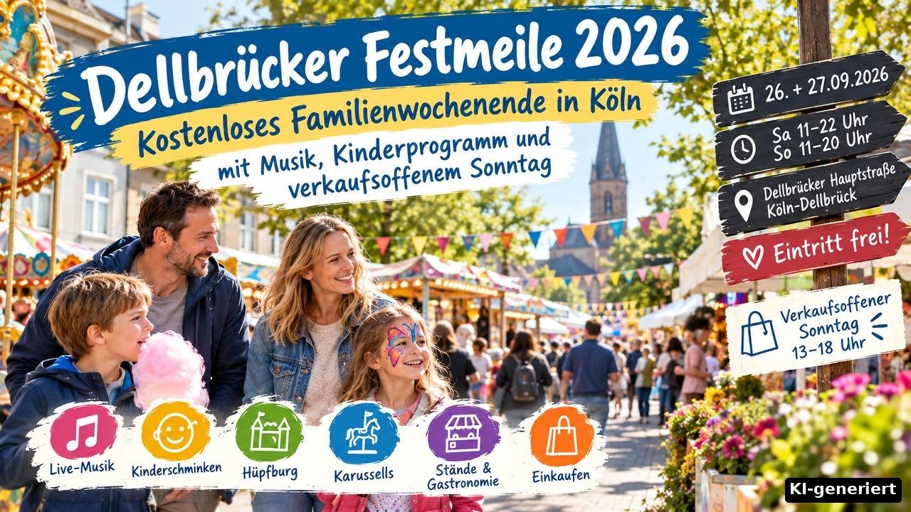 Dellbrücker Festmeile 2026: Straßenfest mit Kinderprogramm in Köln-Dellbrück (KI-generiert)