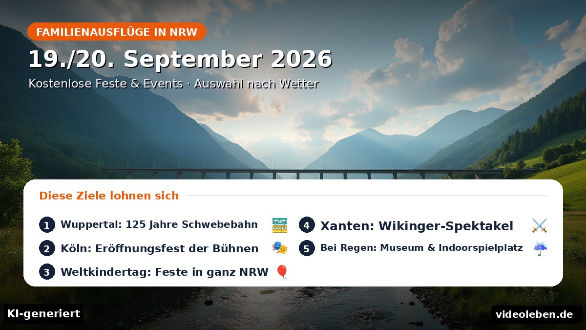 Familienausflüge in NRW am 19./20. September 2026 – Cover mit fünf Ausflugstipps