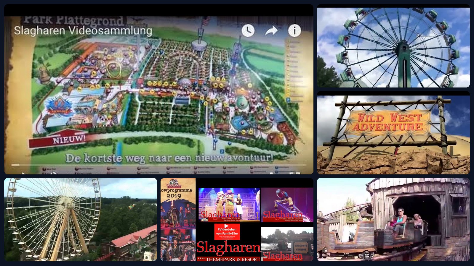 Freizeitpark Slagharen – Collage unserer Videos aus Achterbahnen, Shows und Park