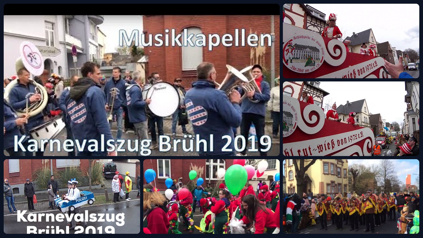 Karnevalszug Brühl 2014 bis 2019 – Archiv im Video-Mosaik