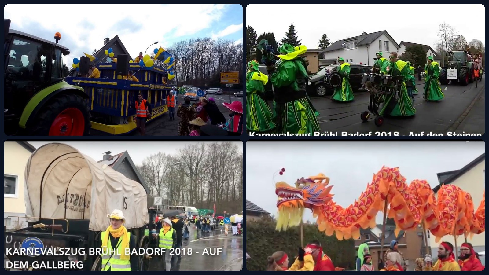 Karnevalszug Brühl-Badorf – Zoch im Ortsteil im Video-Mosaik