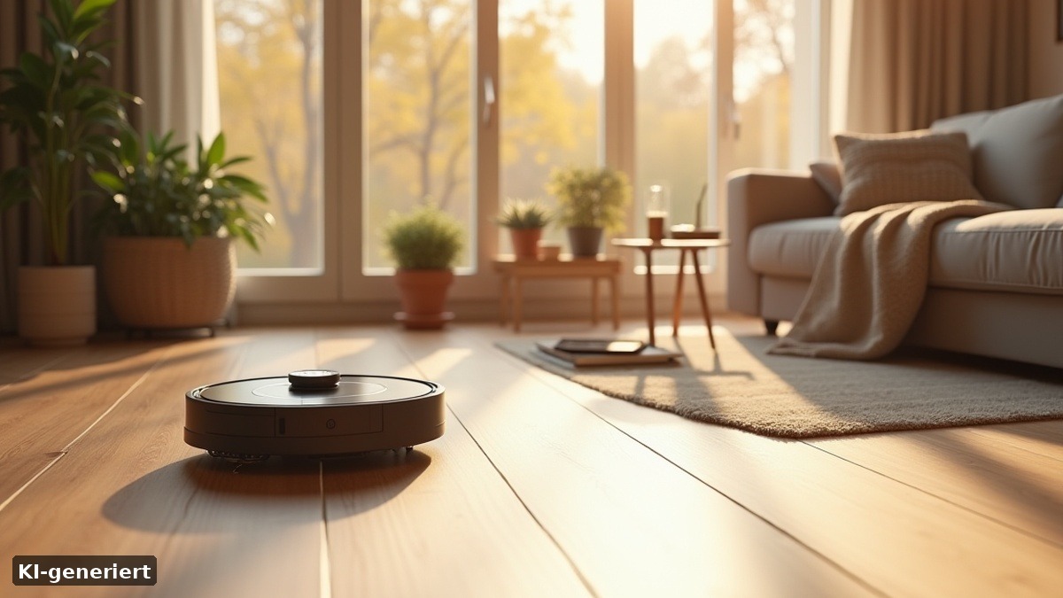 Wohnzimmer mit Saugroboter, Tablet und Decke – Symbolbild zu den Prime Big Deal Days 2026