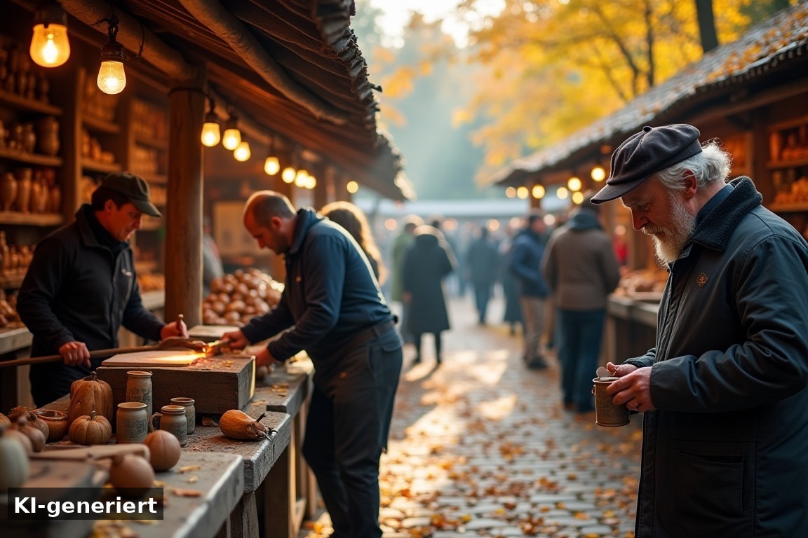 Handwerk zum Zuschauen statt nur Verkaufsstände – Herbstmarkt Schloss Eulenbroich 2026: Familienausflug am 3. und 4. Oktober in Rösrath (KI-generierte Darstellung)