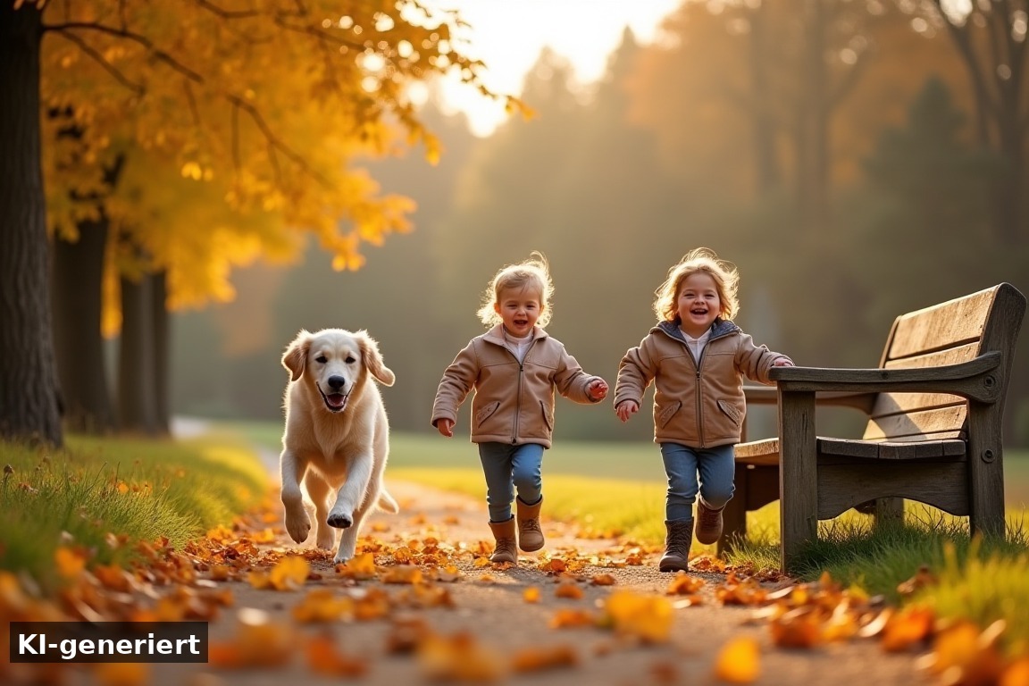 Mit Hund, mit Kindern – ein Ausflug für die ganze Familie – Lebenslust Schloss Lüntenbeck: Herbstpartie in Wuppertal vom 9. bis 11. Oktober 2026 (KI-generierte Darstellung)