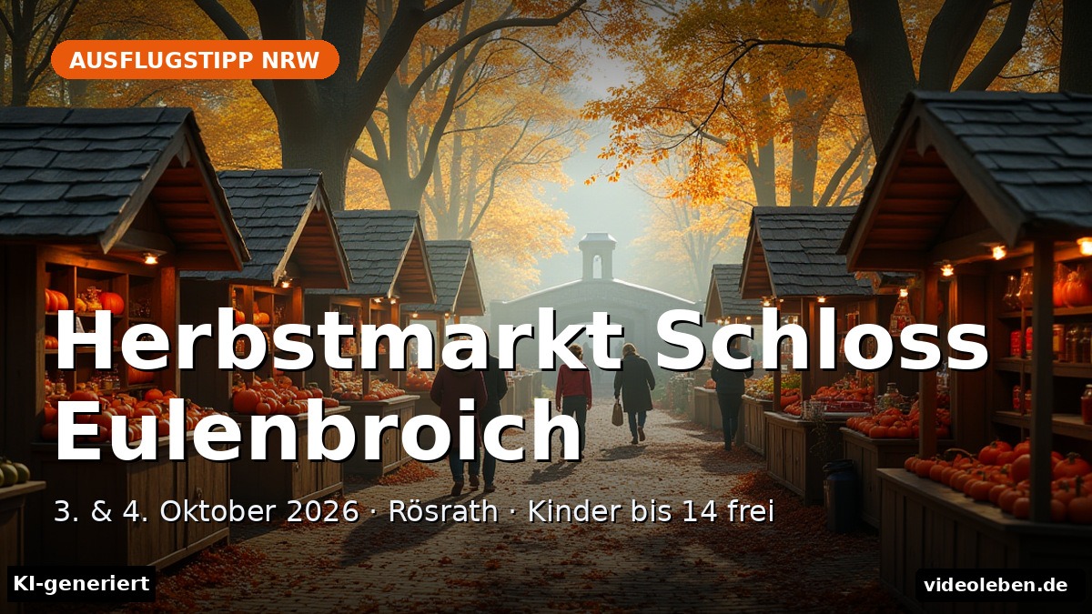 Herbstmarkt Schloss Eulenbroich 2026: Familienausflug am 3. und 4. Oktober in Rösrath – Ausflugstipp Makkum/Umgebung