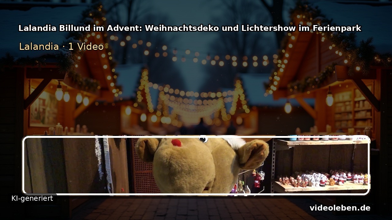 Lalandia Billund im Advent: Weihnachtsdeko und Lichtershow im Ferienpark (1 Video-Motive, KI-generierter Hintergrund)
