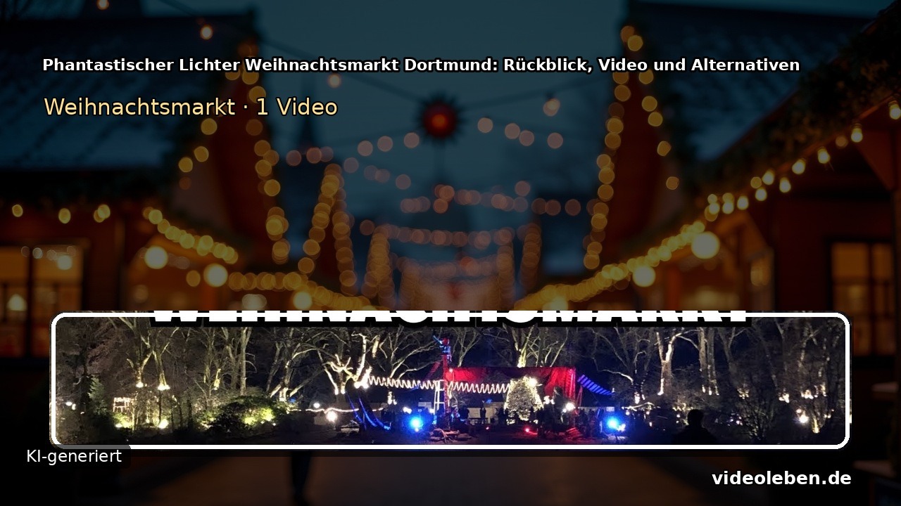 Phantastischer Lichter Weihnachtsmarkt Dortmund: Rückblick, Video und Alternativen (1 Video-Motive, KI-generierter Hintergrund)